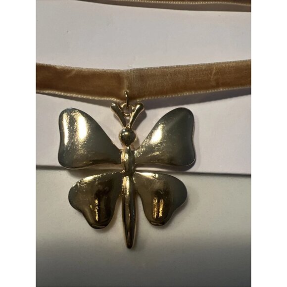 Urban Outfitters Butterfly Gold tone Velvet Choker Necklace - Picture 3 of 4